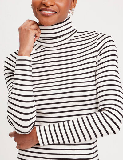 T-shirt col roulé blanc femme