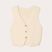 Gilet sans manches col en V ecru femme