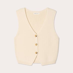gilet sans manches col en v ecru femme Gilet sans manches col en V ecru femme