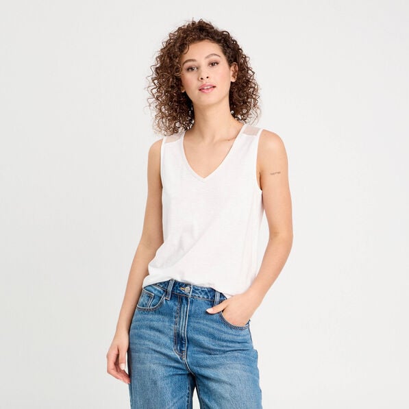 debardeur sans manches ecru femme Débardeur sans manches ecru femme