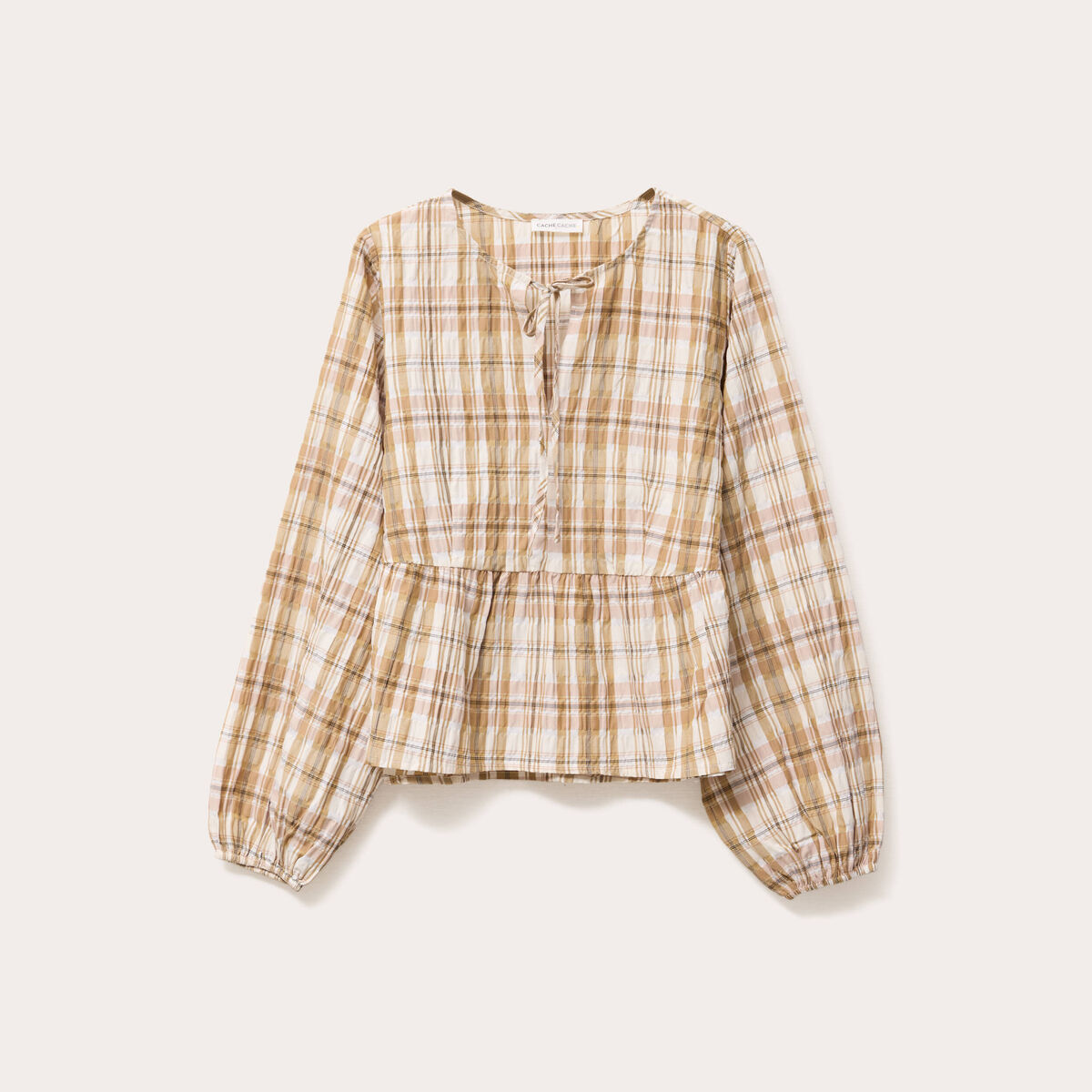 Blouse manches longues camel femme
