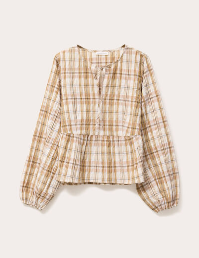 Blouse manches longues camel femme