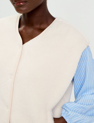 Gilet sans manches effet polaire ecru femme