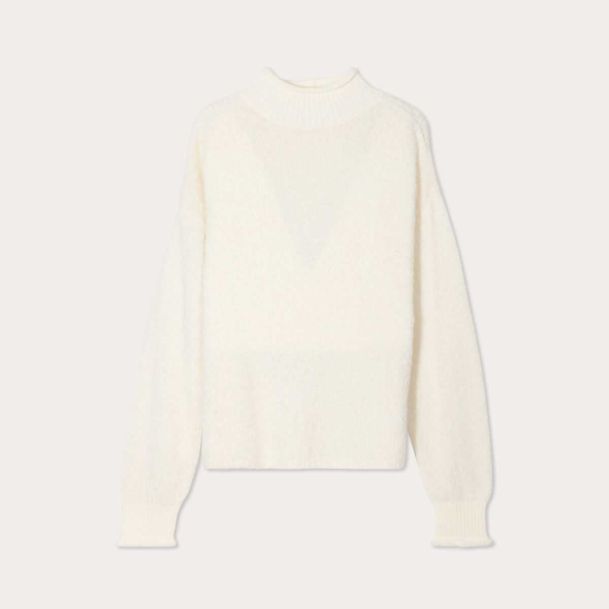 Pull col montant ecru femme