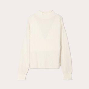 Pull col montant ecru femme