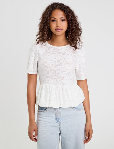 Blouse manches courtes ecru femme