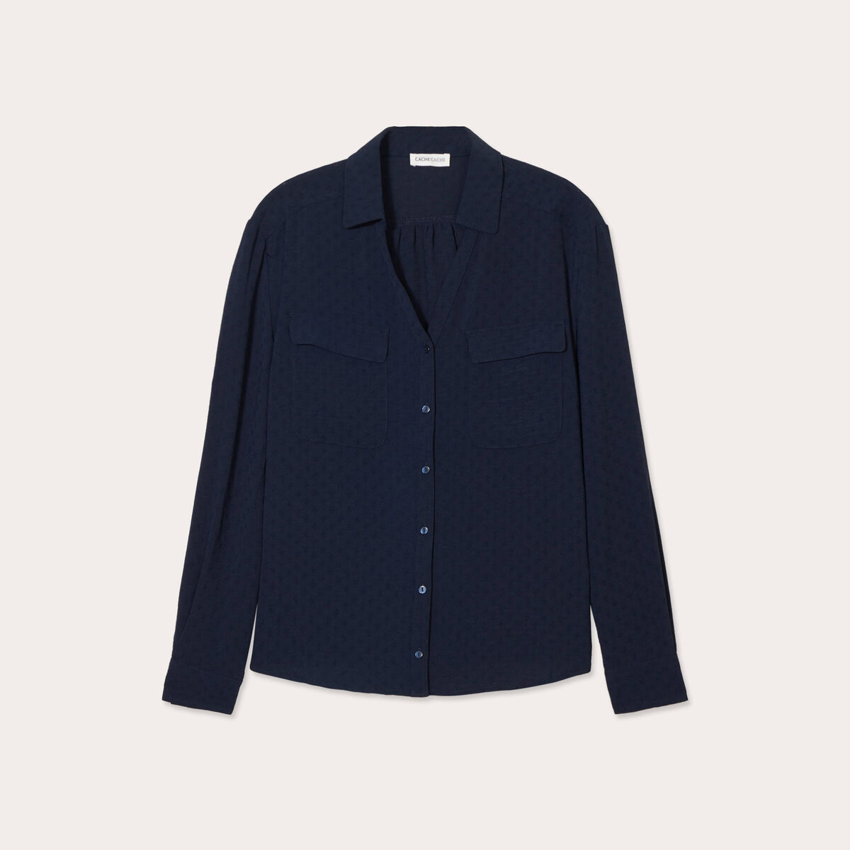 Chemise manches longues bleu marine femme