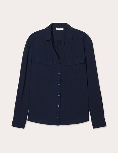 Chemise manches longues bleu marine femme