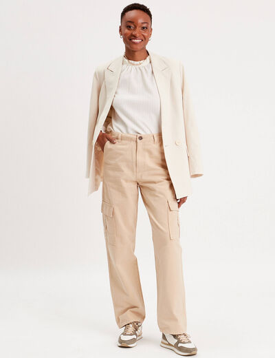 Pantalon large cargo sable femme