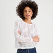 T-shirt ajouré effet crochet blanc femme