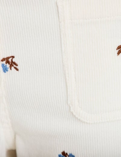 Pantalon bootcut taille haute velours blanc femme