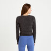 Cache-coeur droit manches longues gris fonc&eacute; femme