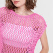 Débardeur ajouré aspect dentelle rose femme