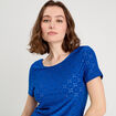 T-shirt broderie anglaise bleu electrique femme