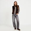 Veste r&eacute;versible sans manches marron fonc&eacute; femme