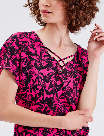 Blouse manches courtes rose femme