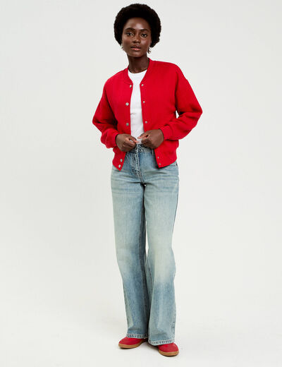 Veste manches longues rouge femme