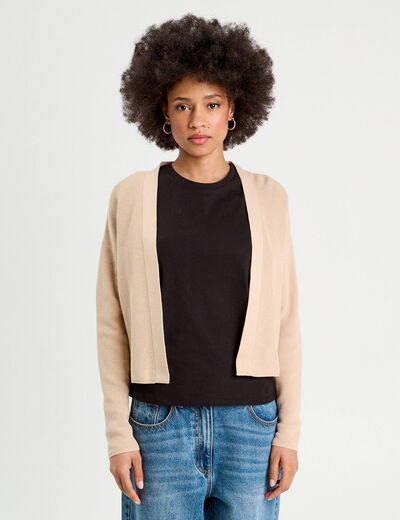Gilet manches longues sable femme