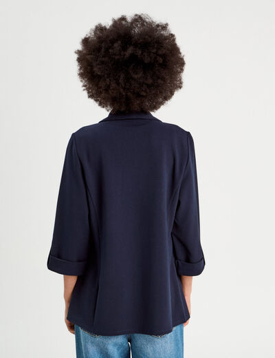 Veste blazer manches 3/4 bleu marine femme