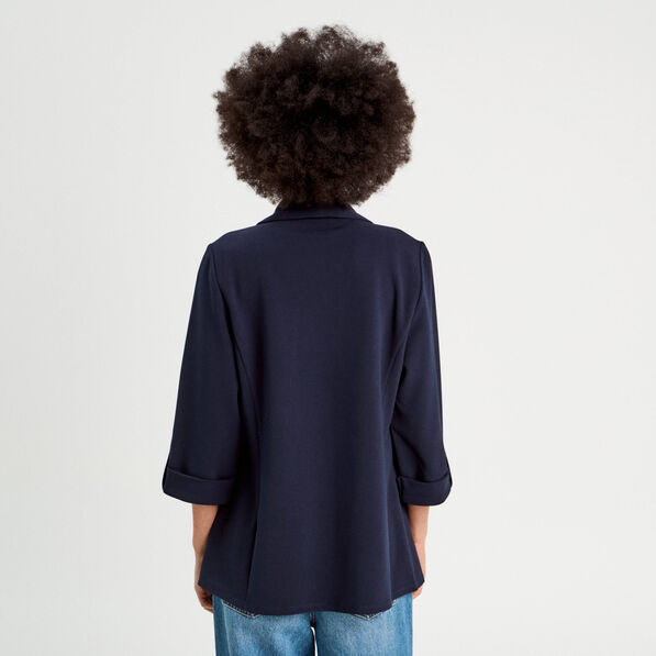 Veste blazer manches 3/4 bleu marine femme