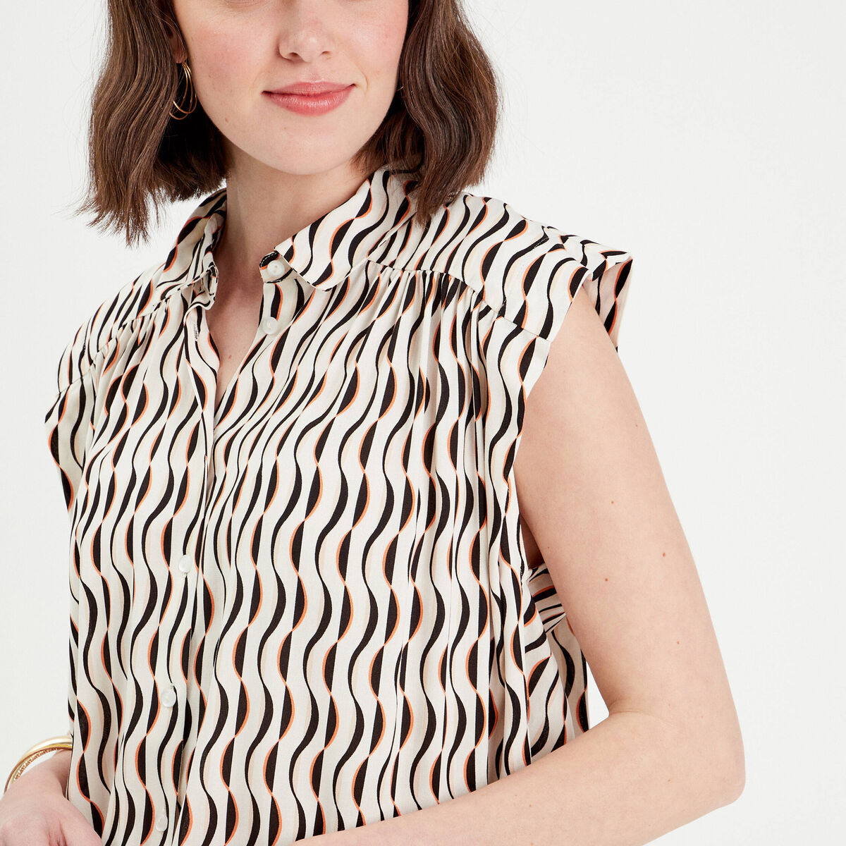 Chemise sans manches blanc femme