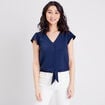 Blouse manches courtes bleu marine femme