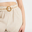 Pantalon large avec ceinture amovible beige femme