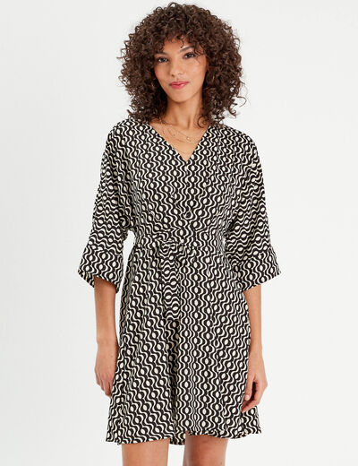 Robe évasée manches 3/4 blanc femme