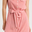 Robe longue évasée boutonnée rose corail femme