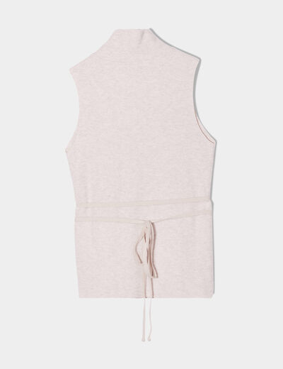 Débardeur col montant beige femme
