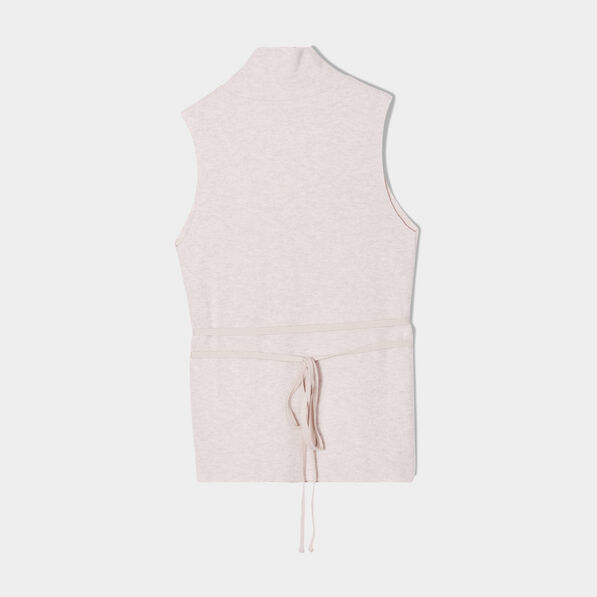 Débardeur col montant beige femme