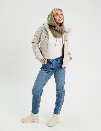 Doudoune ajustée à capuche blanc femme