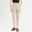 Short regular boutonné en jean vert pastel femme