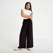 Pantalon large taille standard noir femme