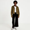 Jean wide leg cropped taille haute denim noir femme