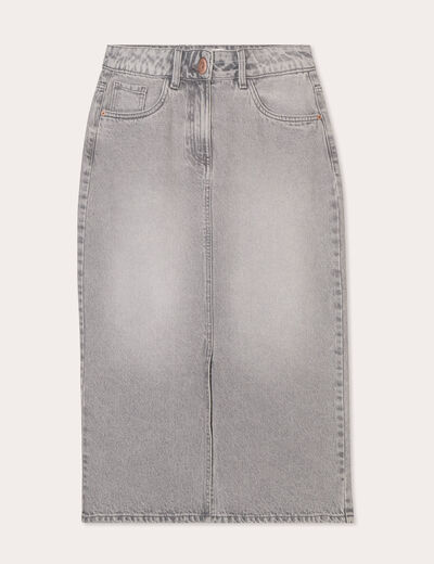 Jupe crayon taille standard denim gris clair femme