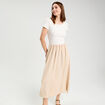 Robe longue évasée 2-en-1 beige femme