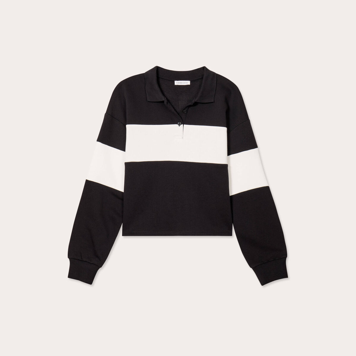 Polo manches longues noir femme
