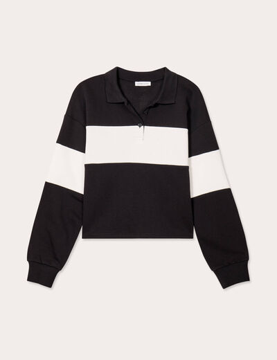 Polo manches longues noir femme