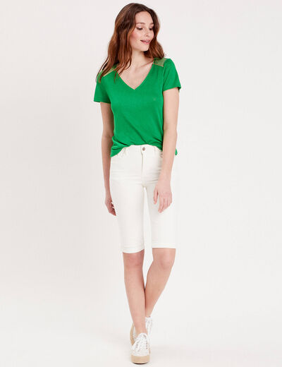 Pantacourt blanc femme