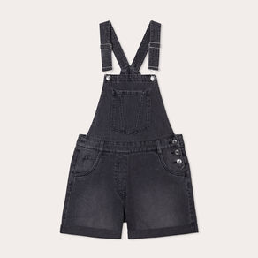 Salopette short en jean denim noir femme