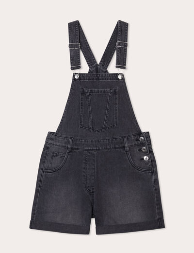 Salopette short en jean denim noir femme