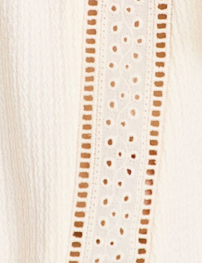Blouse &agrave; volants ecru femme