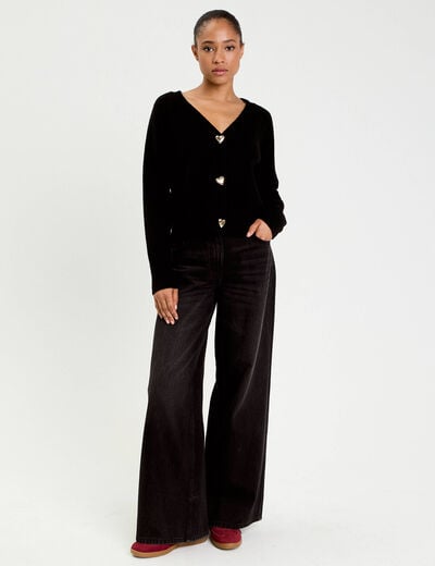Gilet boutons coeur noir femme
