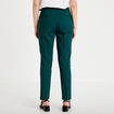 Pantalon cigarette ceintur&eacute; vert fonc&eacute; femme
