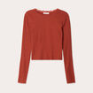 T-shirt cropped côtelé marron femme