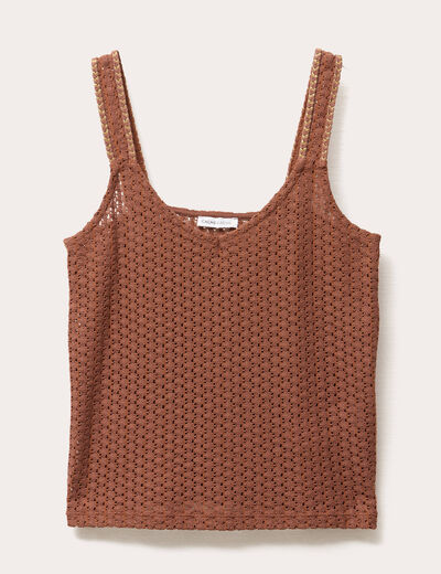 Débardeur effet crochet marron femme
