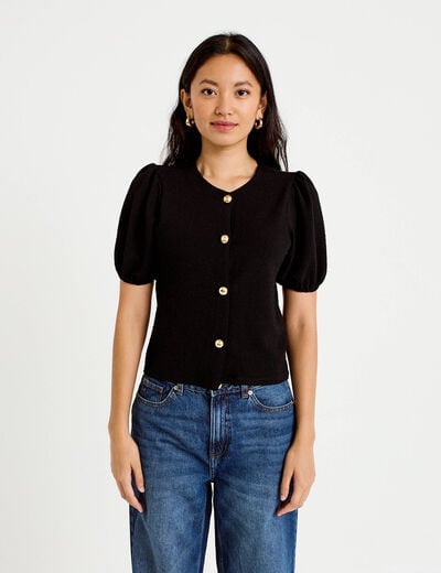 Blouse droite manches courtes noir femme