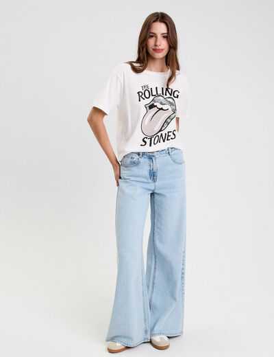 T-shirt en coton manches courtes ecru femme
