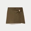 Jupe-short &eacute;vas&eacute;e en maille vert kaki femme
